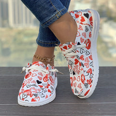 Love Pattern Lace-up Skate Shoes for Women