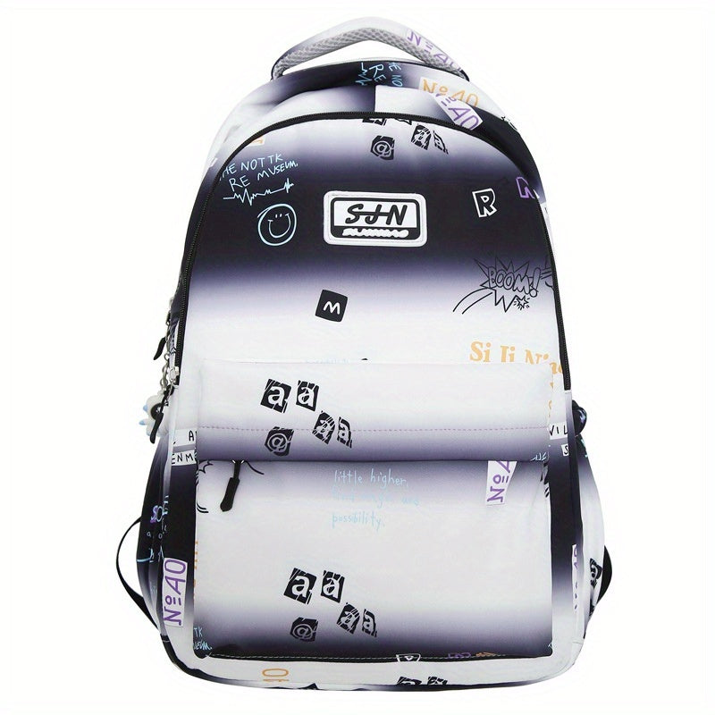 Letter Pattern Backpack Gradient Casual Women's Men's Bag