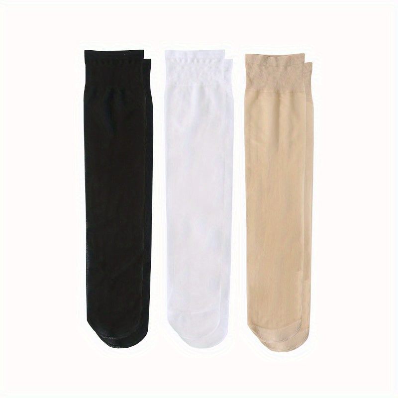 3 Pairs Mesh Calf Stockings & Knee High Socks Women's Hosiery