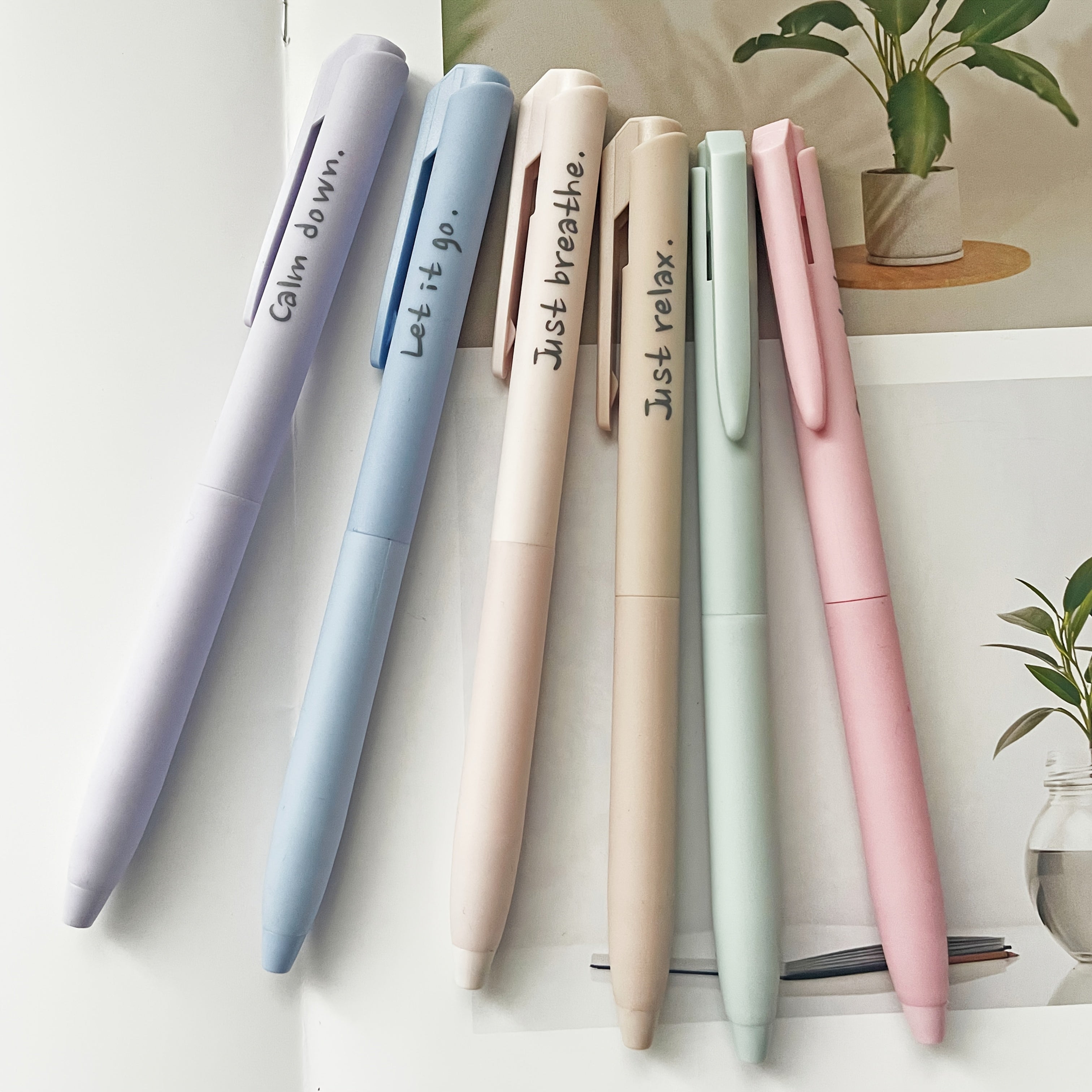 6pcs Inspirational Gel Ink Pens Pastel Colors Soft Quick Dr