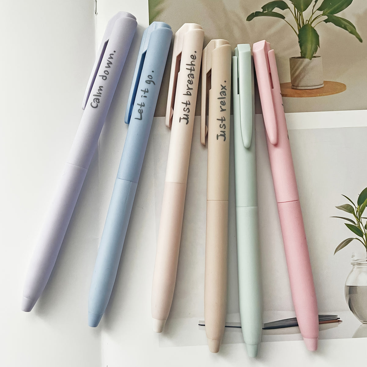 6pcs Inspirational Gel Ink Pens Pastel Colors Soft Quick Dr