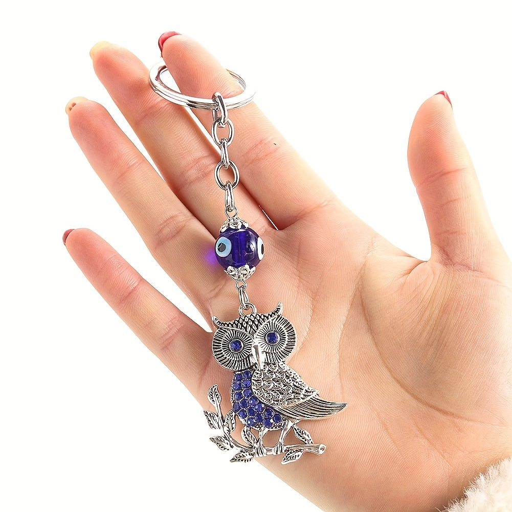 Lucky Evil Eye Owl Keychain Rhinestone Bag Car Key Chain Pendant