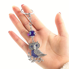 Lucky Evil Eye Owl Keychain Rhinestone Bag Car Key Chain Pendant