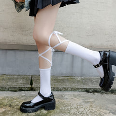 2 Pairs Strappy Calf Socks Knee High Stockings
