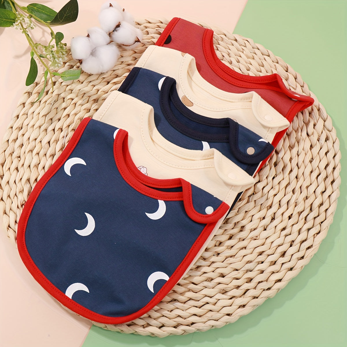 Fabric Baby Bibs Cartoon Print Saliva Towel U-shaped Bandana Scarf