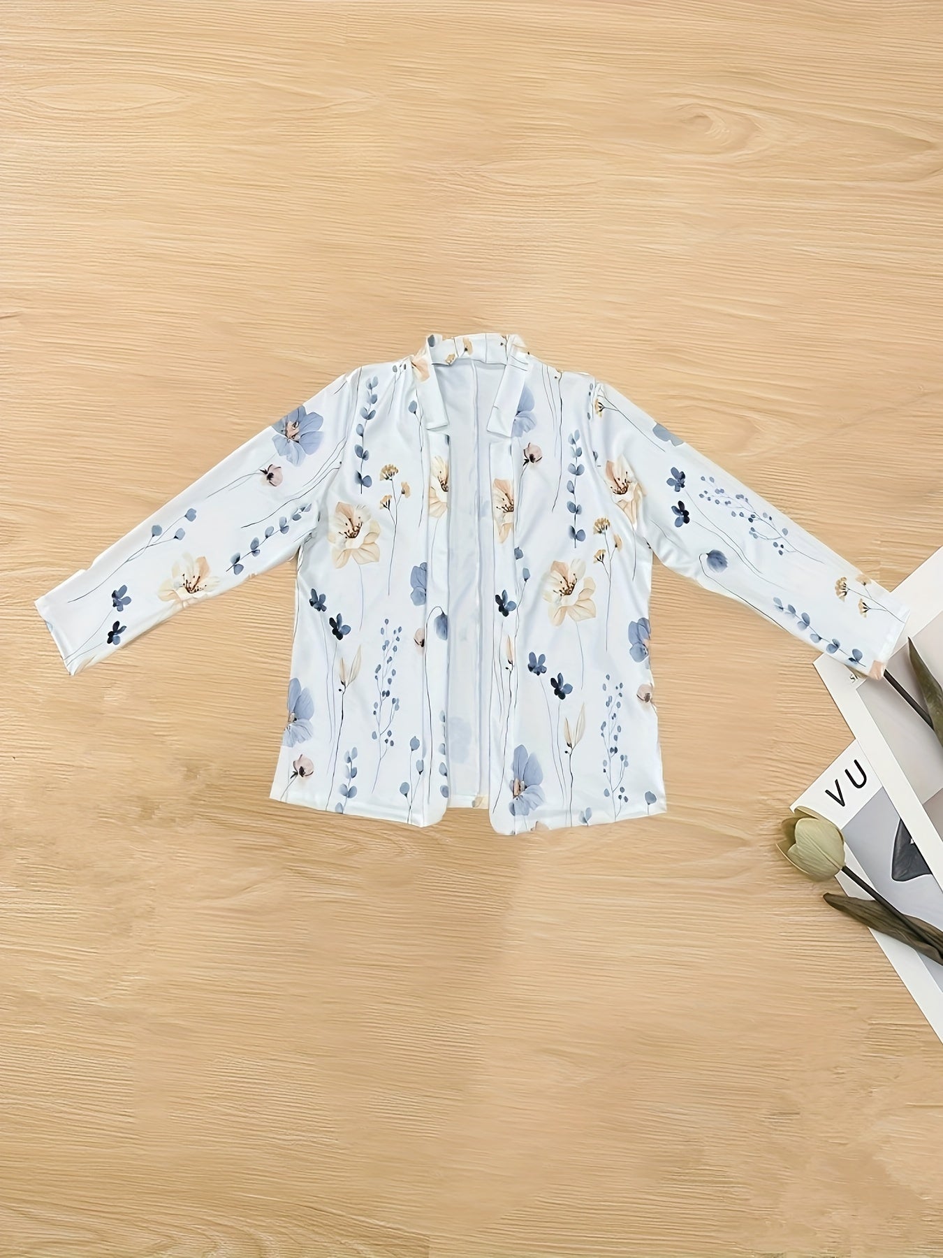  Floral Print Long Sleeve Blazer