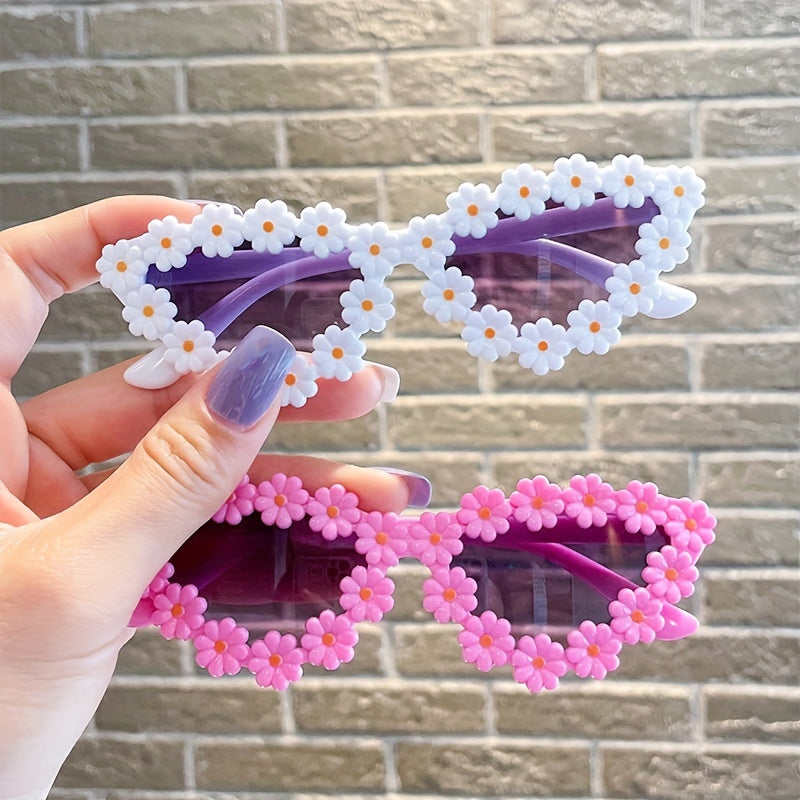 Flower Decor Frame Sun Protection Sunglasses for Kids