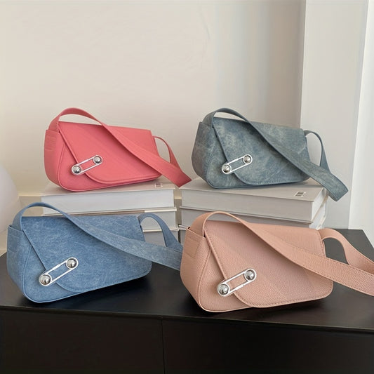 Vintage Flap Shoulder Bag Retro PU Underarm Bag Women's Casual Grunge Handbag