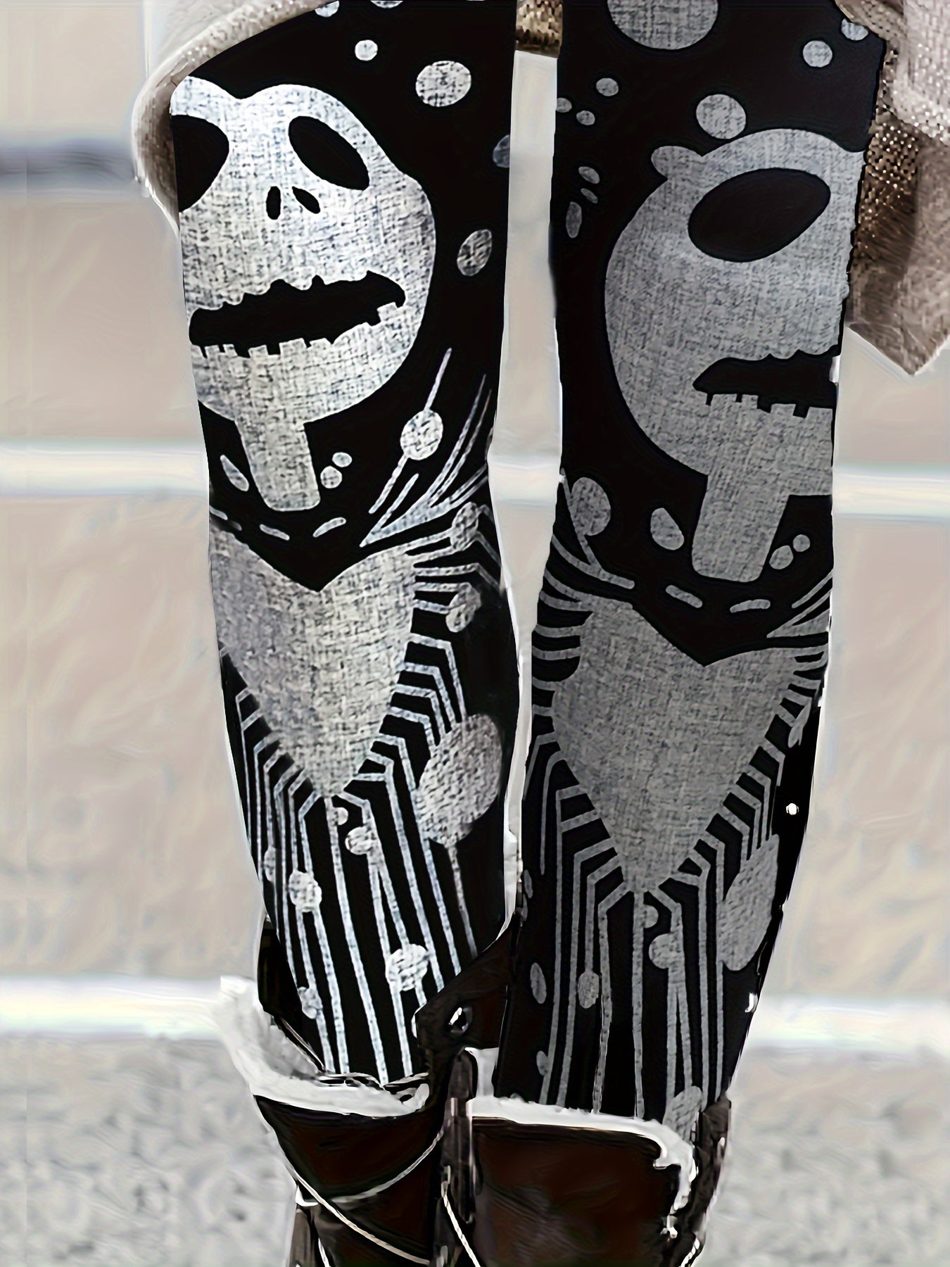  Halloween Goth Leggings Women's Plus Skull Print Leggings