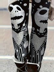  Halloween Goth Leggings Women's Plus Skull Print Leggings