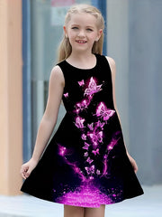Butterfly Print Princess Dress for Girls