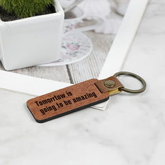 Rosewood Wooden Keychain With Inspirational Hints Retro Key Chain Keyring