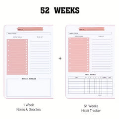 Spiral A5 Daily Weekly Planner Agenda - 52 Sheets
