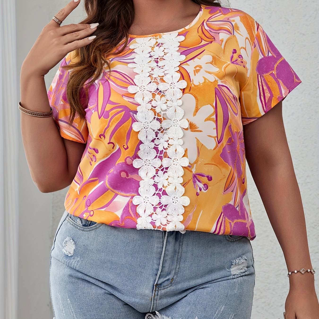  Casual Blouse Women's Plus Floral Print Top