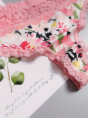 3 Pack Plus Size Thongs Set Women's Plus Lace Floral & Dot Print Thongs Set