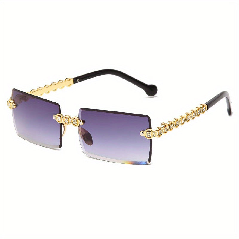 Rimless Rectangular Sunglasses Gradient Lens UV400