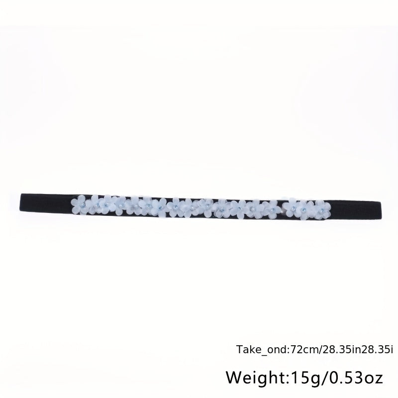 Thin Flower Decor Belt Elastic Waistband Classic Dress Girdle