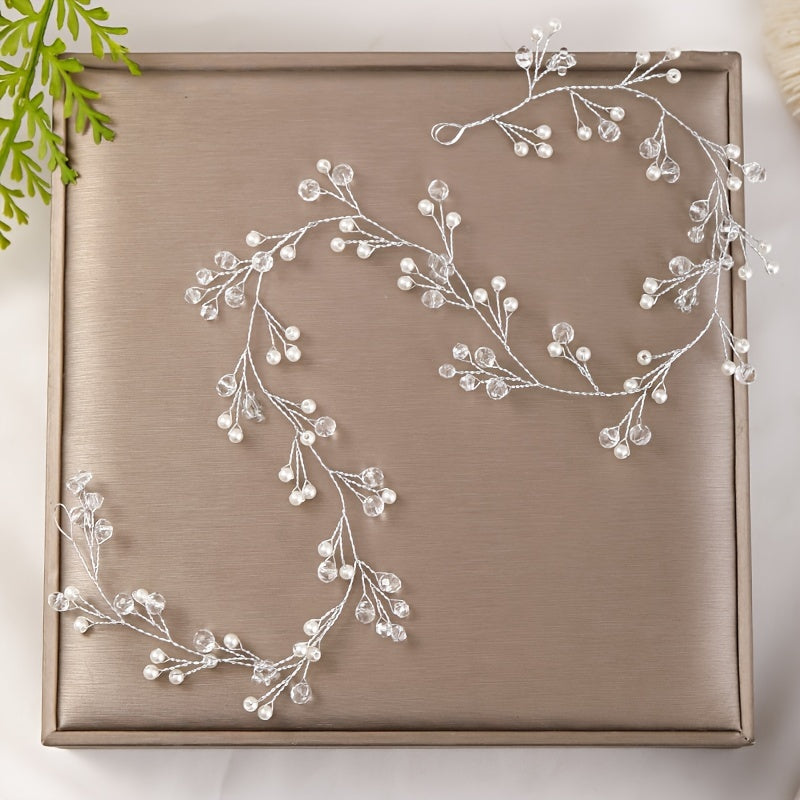 Silver Pearl Bridal Headpiece Rhinestones Headband Hair Accessories