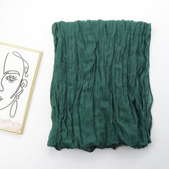 Vintage Dark Green Crinkle Shawl Hijab Windproof Head Wrap