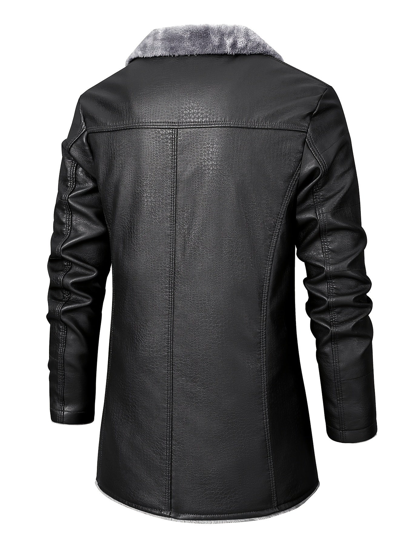 Men's Casual Faux Pu Leather Long Sleejson Button Trench Coats