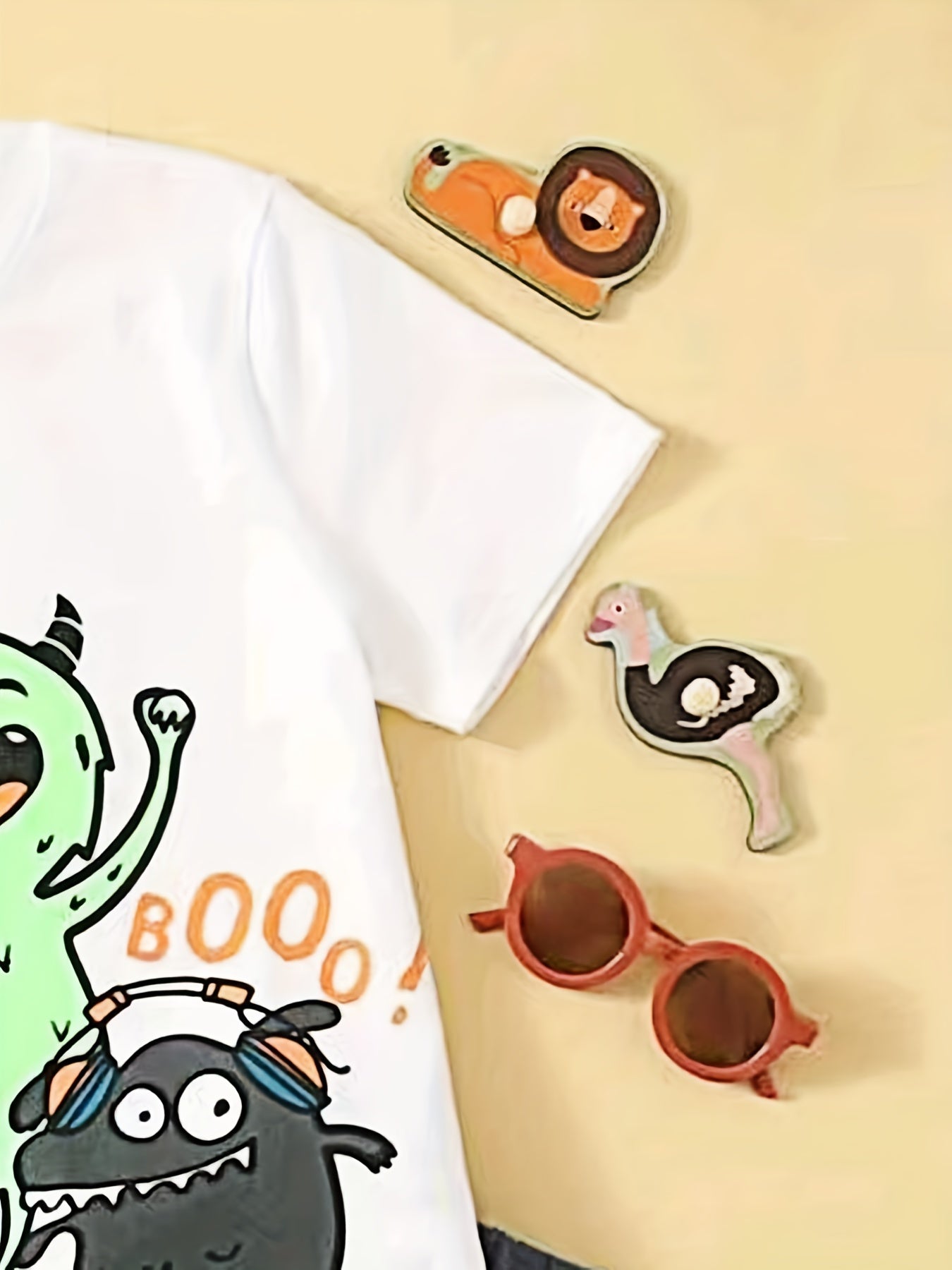 Boys Monster Print Casual Outfit T shirt & Shorts Kids Summer Clothes Sets