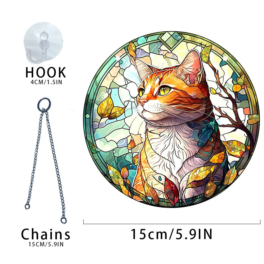 Christmas Acrylic Glass Ornament Cat Leaves Illustration Party Supplies