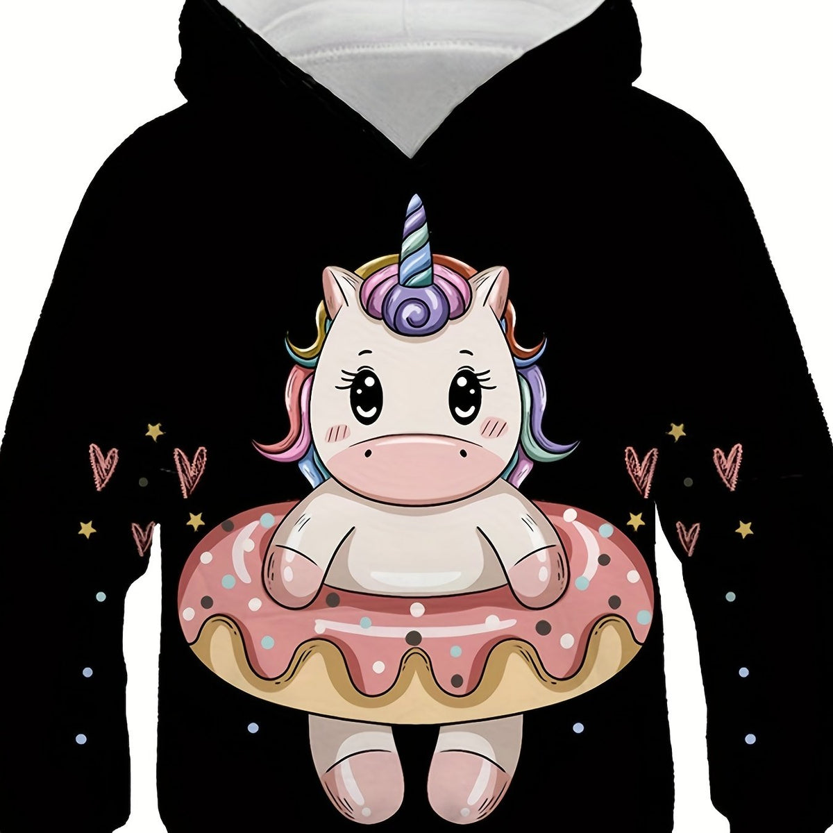 Boy's Cartoon Pony Print Hoodie Slightly Stretch Hooded Sweatshirt