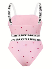  Heart Print Bra & Panty Set Medium Stretch