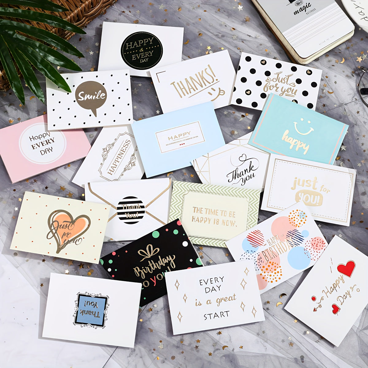 18pcs Mini Holiday DIY Gift Greeting Wish Cards for Celebration