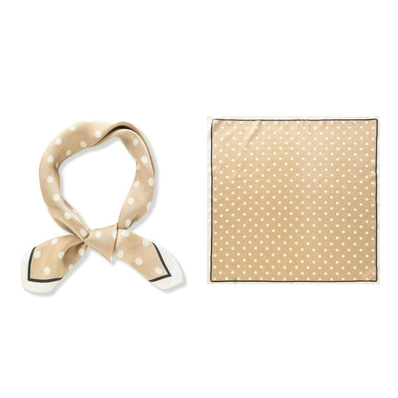 70cm Polka Dot Satin Square Scarf Solid Silk Bandana Head Wrap