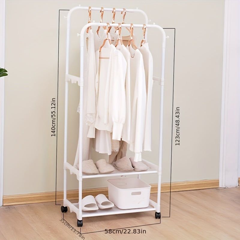 Double Rod Clothes Drying Rack With Shoe Rack