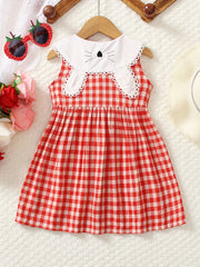 Girl's Plaid Button Front Dress for Summer