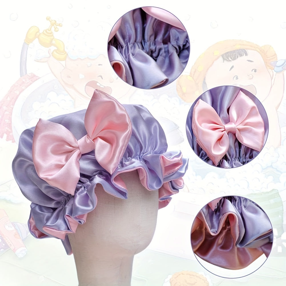 Girls Bow Sleep Bonnet Hat for Long Hair
