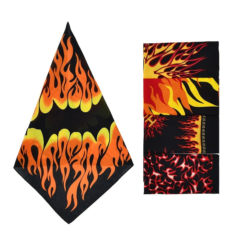 Men's Flame Cotton Printed Square Scarf Bandana
