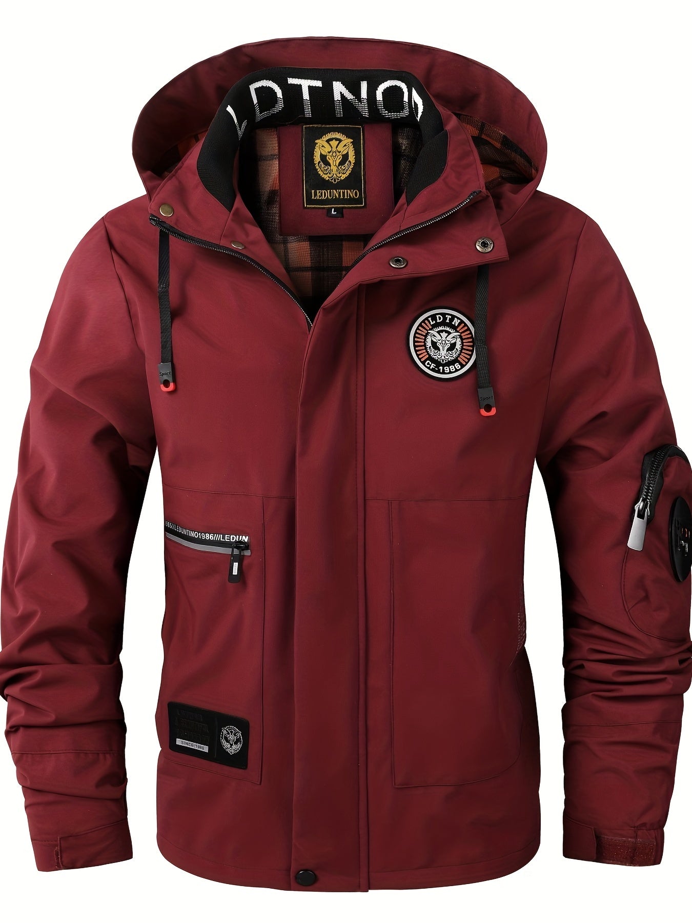 Waterproof Drawstring Hooded Jacket Men's Casual Zip Up Jacket