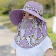 Breathable Wide Brim Sun Hat with Neck Gaiter UV Protection Bucket Hat