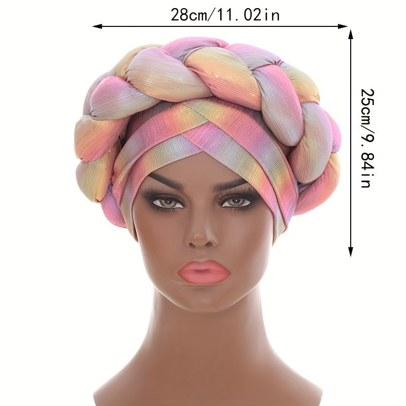 Pink Gradient Turban Cap Beanie For Women Elastic Headwear