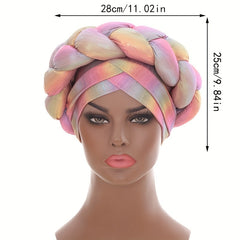 Pink Gradient Turban Cap Beanie For Women Elastic Headwear