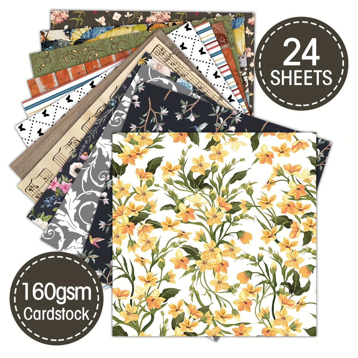 Botany Pattern Cardstock Cardmaking Paper Pack 15 X 15 Single Sided