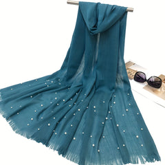 Slub Yarn Pearl Scarf Thin Raw Edge Shawl