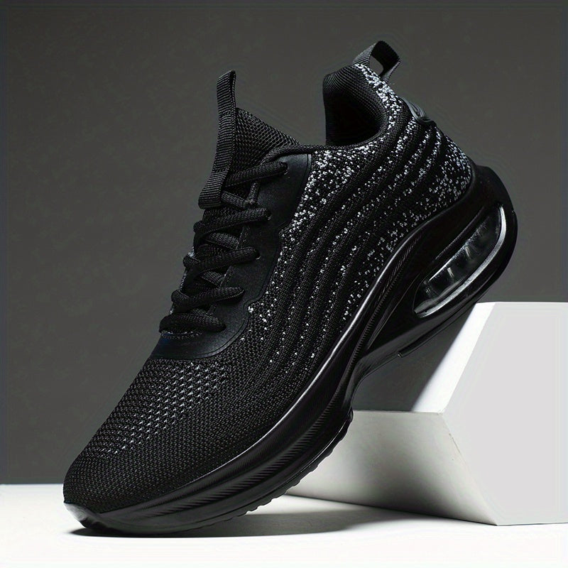 Men's Knit Air Cushioned Lace Up Casual Shoes Lightweight Non Slip Sneaker