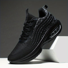 Men's Knit Air Cushioned Lace Up Casual Shoes Lightweight Non Slip Sneaker