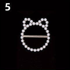 Faux Pearl Round Buckle Women Dress Scarf Pin Brooch