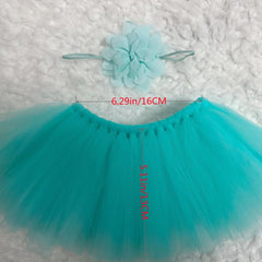Newborn Baby Girls Green Tutu Skirt Flower Hairband Suit Outfits