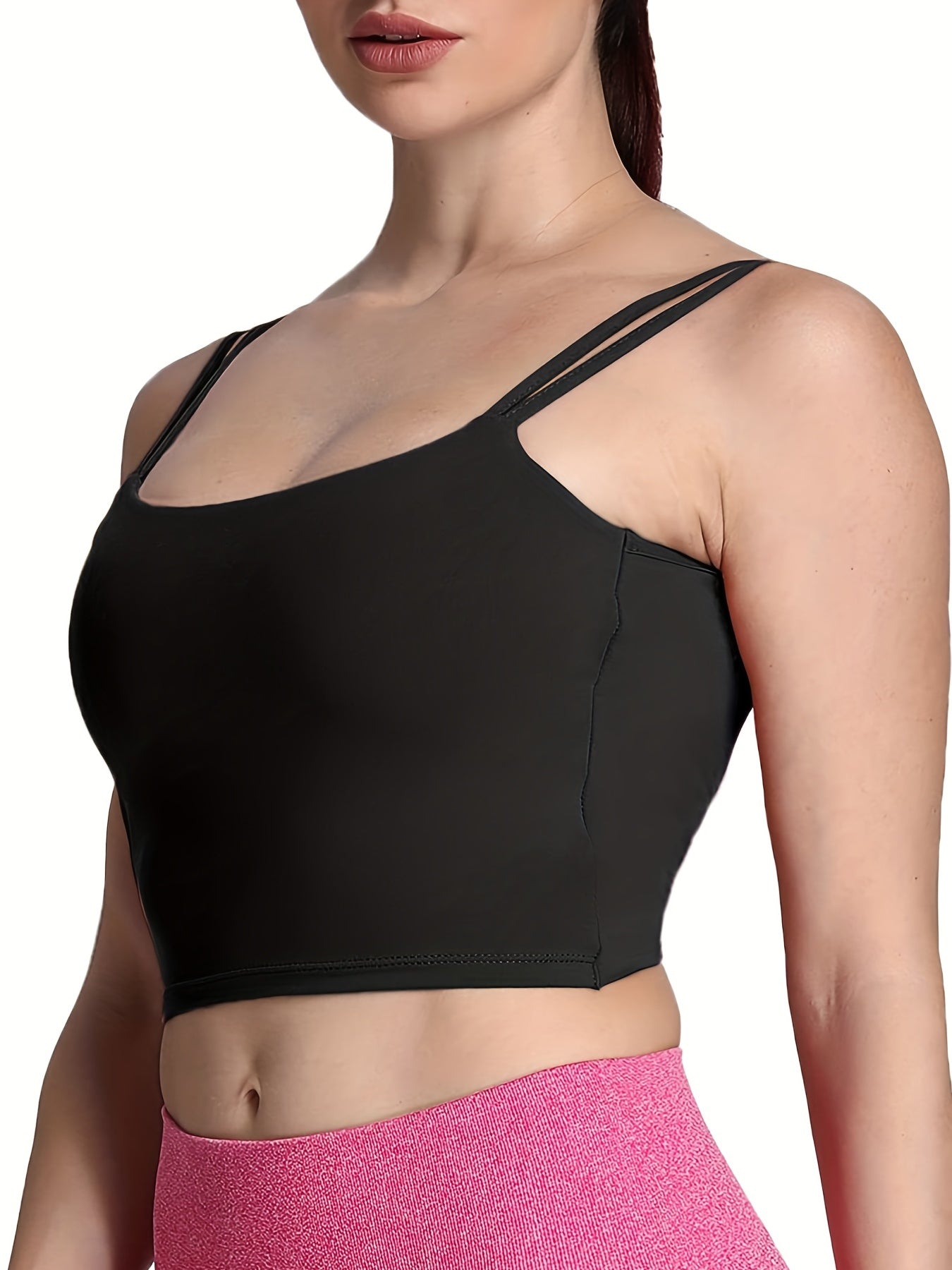  Solid Split Strap Twist Backless Crop Cami Top