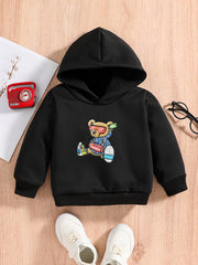 Bear Print Baby Boys Hooded Sweatshirt