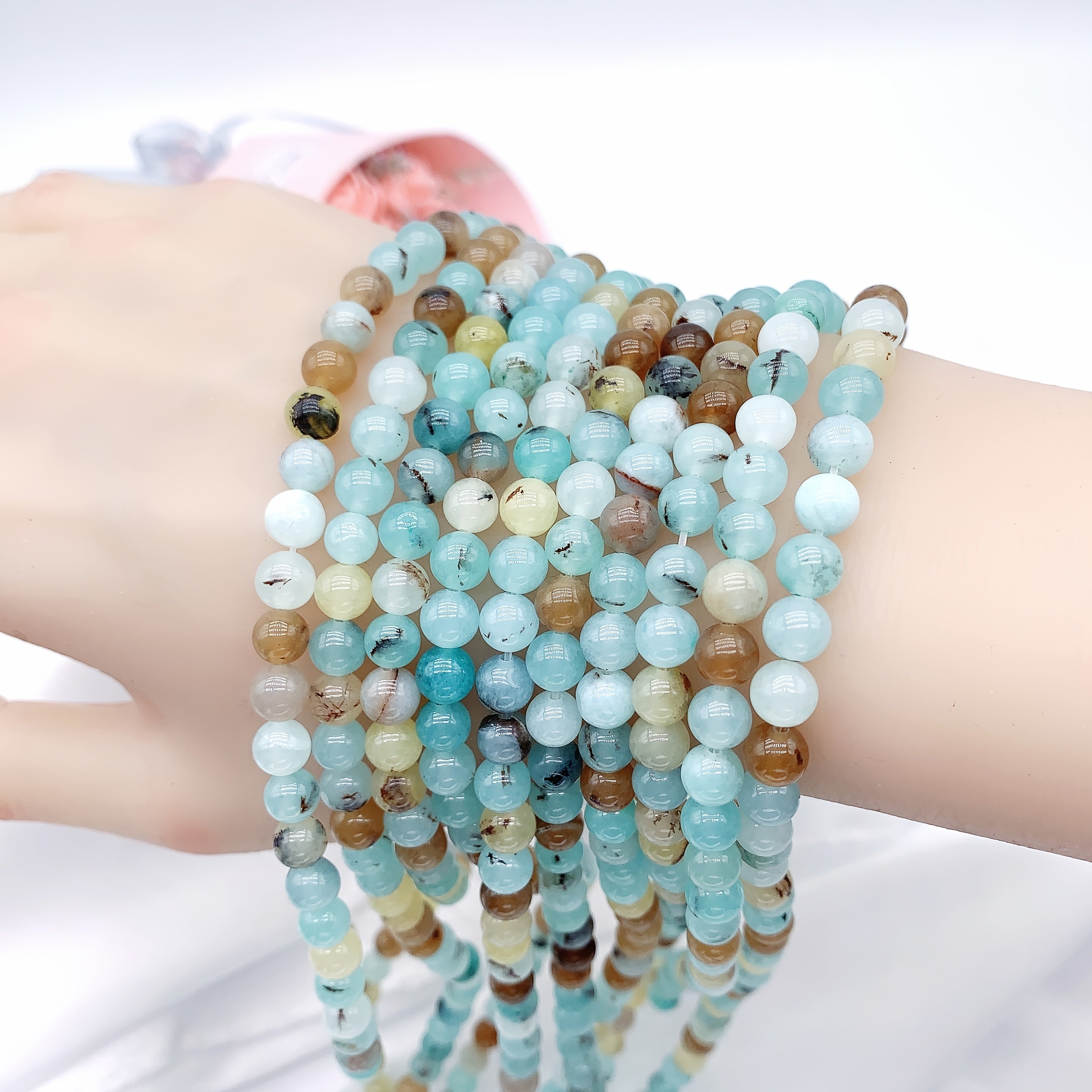 55pcs Natural Stone Round Beads Set for DIY Bracelet Making