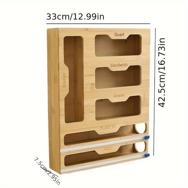 Bamboo Ziplock Bag and Wrap Organizer Set