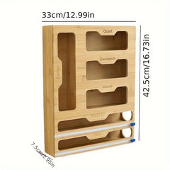 Bamboo Ziplock Bag and Wrap Organizer Set