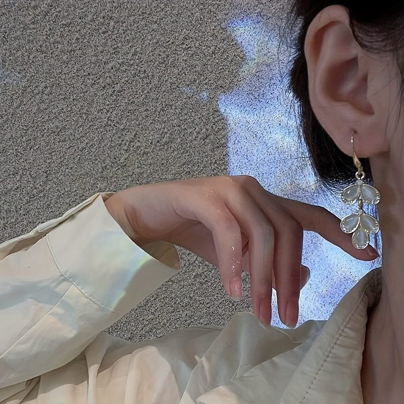 Opal Stone Petal Earrings Wedding Jewelry Accessories